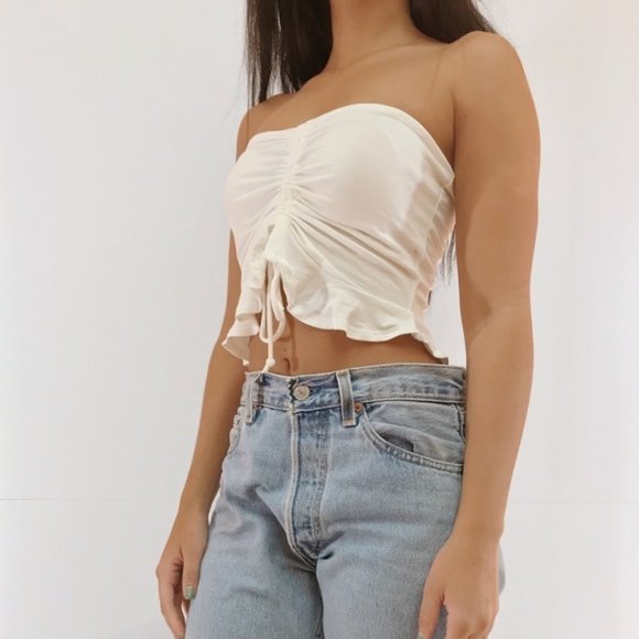 Scrunch Strapless Crop Top - Picture 1 of 2